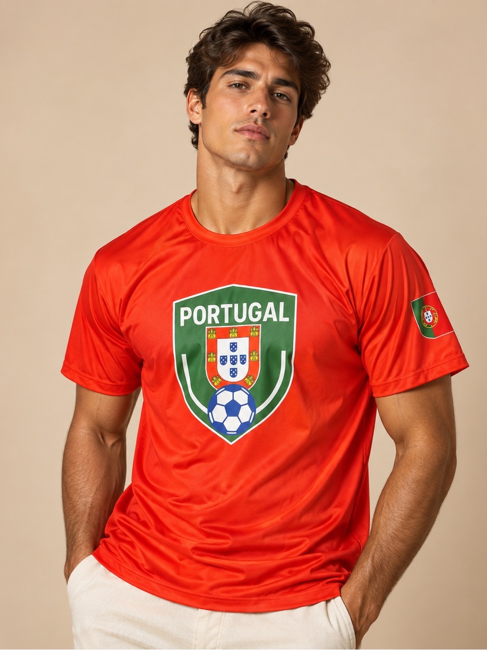 NWT Portugal Soccer Orange Graphic Jersey Shirt International Football L